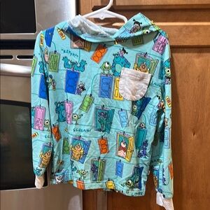 Little sleepies Play Monsters Inc Disney long sleeve hoodie pullover 4T